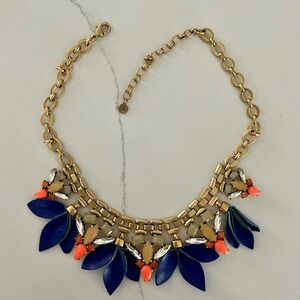 Stella & Dot Melia Necklace TRELLIS Leather STATEMENT DESIGNER JEWELRY BIB Blue